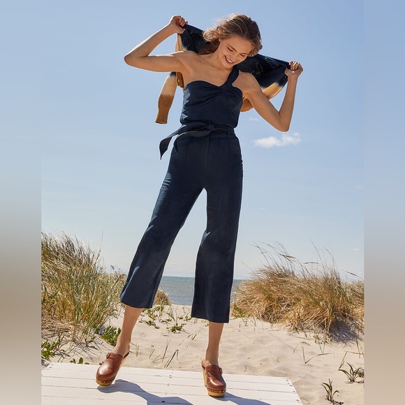 Veronica Beard Vitha Floral Straight Leg Cropped Jacquard Pant in Ink. Size 6 - Picture 6 of 11